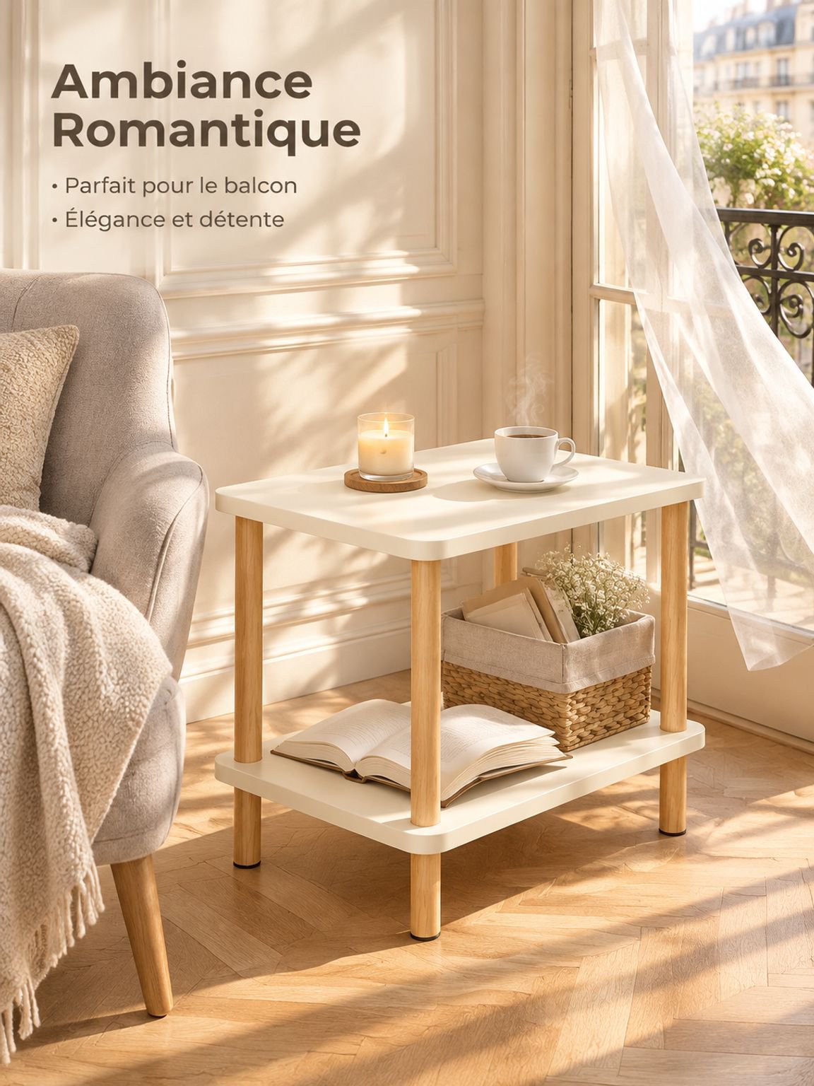 Détail de la surface de la petite table d'appoint