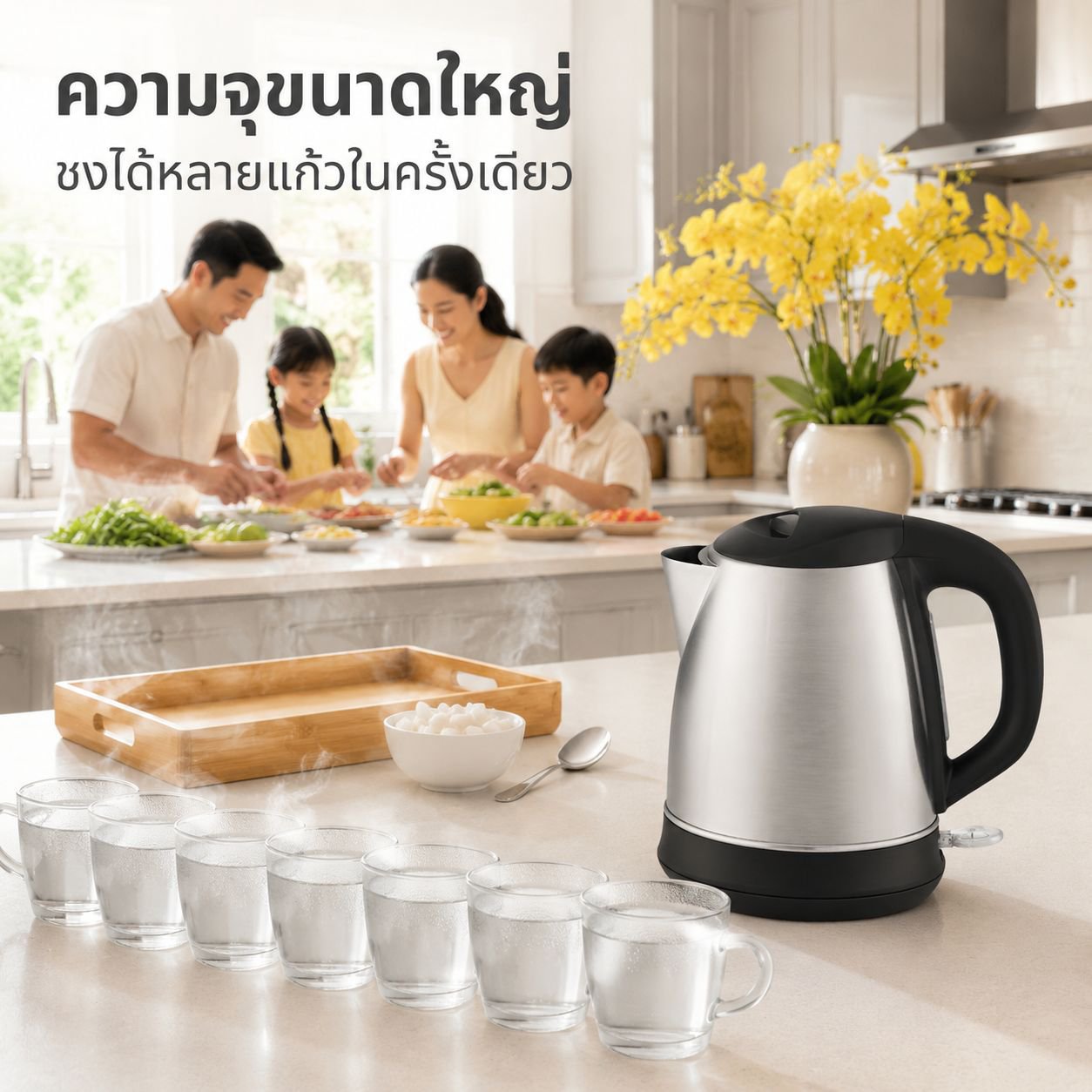 กาต้มน้ำไฟฟ้าสำหรับหอพัก ป้องกันน้ำร้อนลวก อุ่นอัตโนมัติและตัดไฟ