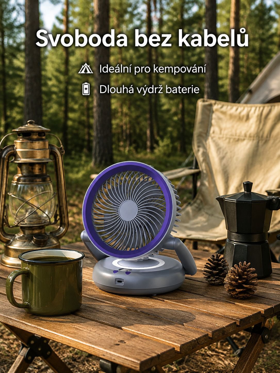 Nabíjecí závěsný větrný stolní ventilátor