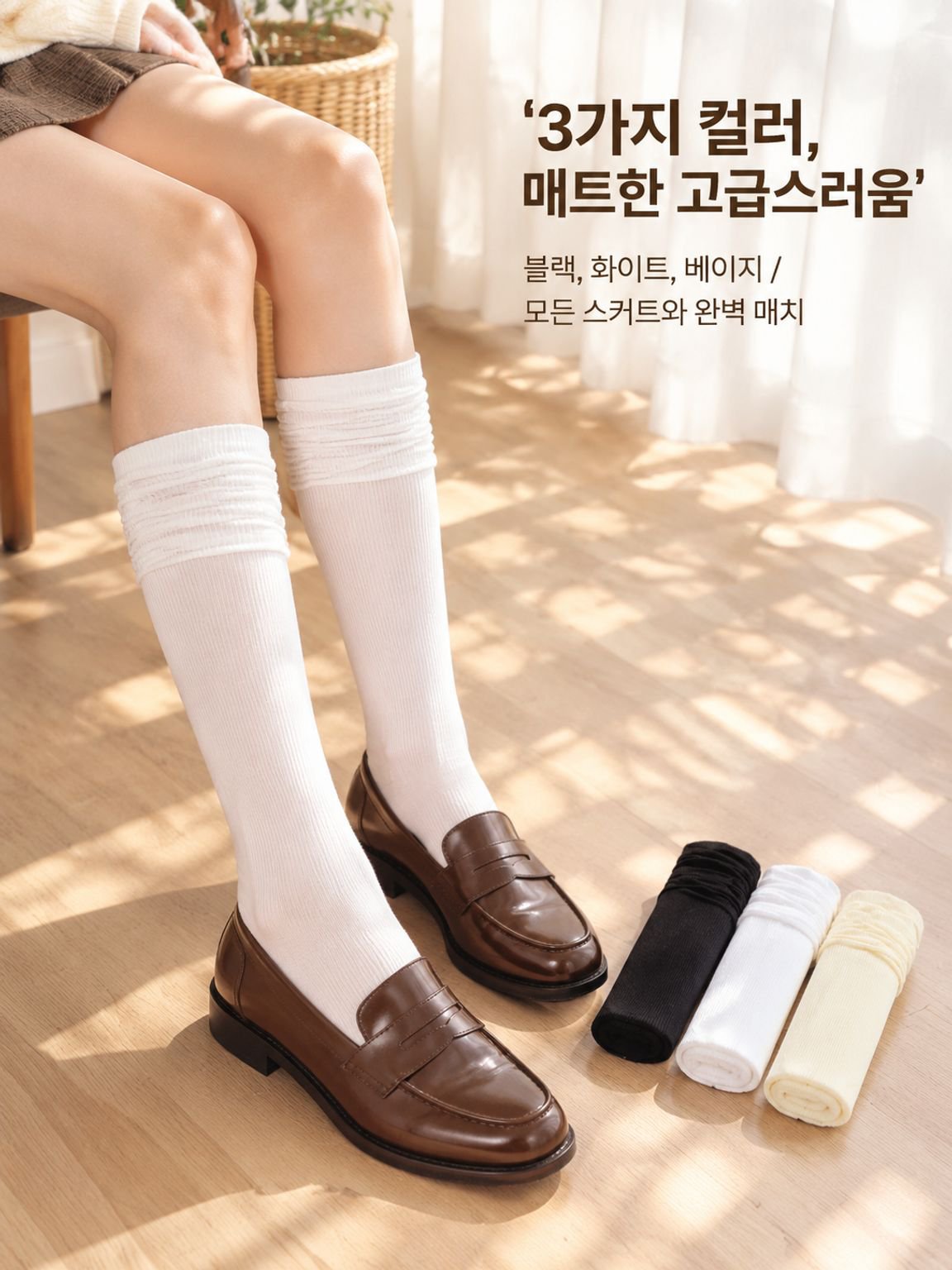 화이트 아이스 같은 실크 롱스타킹
