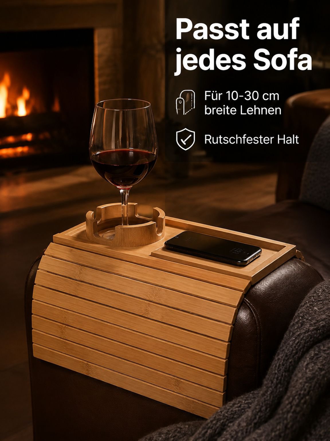 Tablett für Sofas aus Holz, Armlehnentablett für Sitzsäcke, tragbares, faltbares Magnettablett, quad