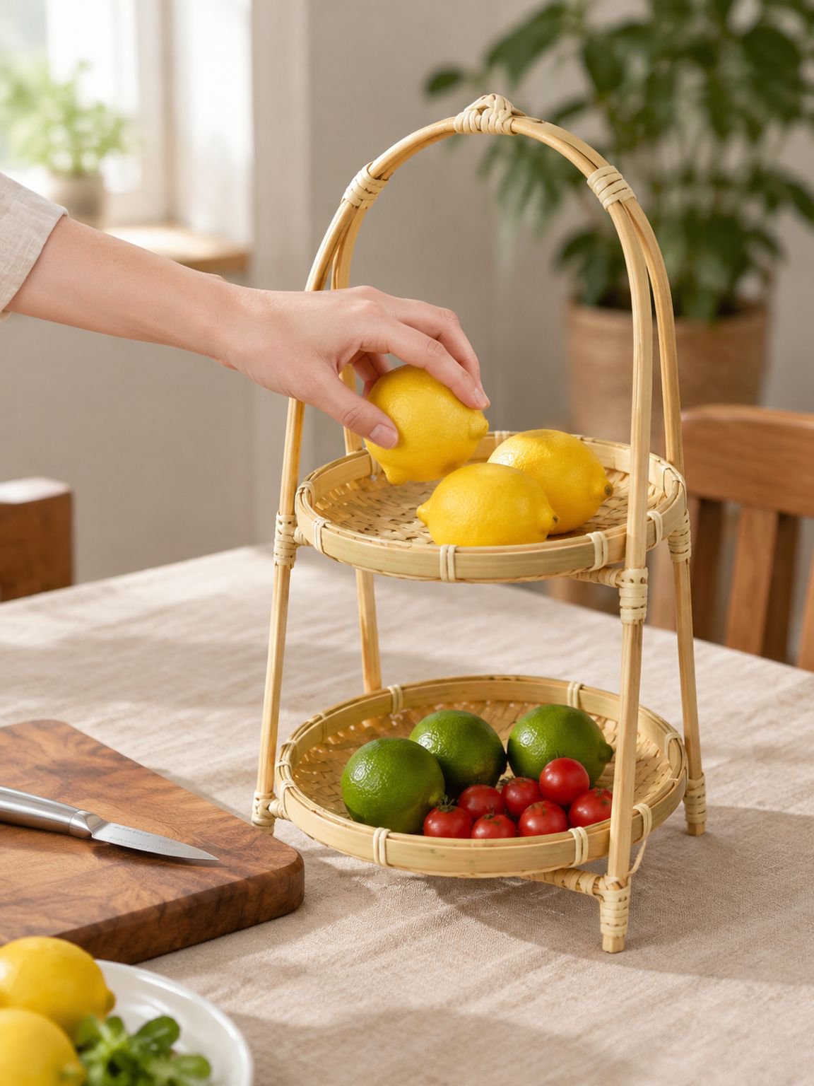 Cesta decorativa de bambú para el hogar
