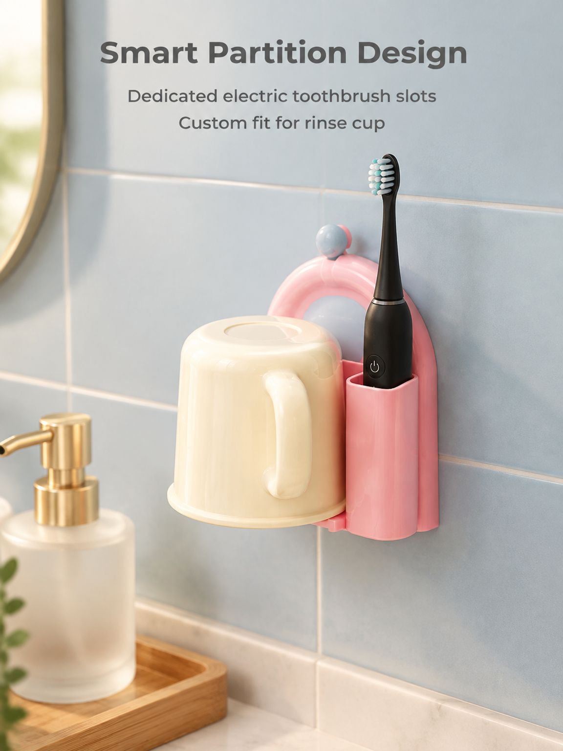 Wall-mounted Electric Toothbrush Holder with Rinse Cup