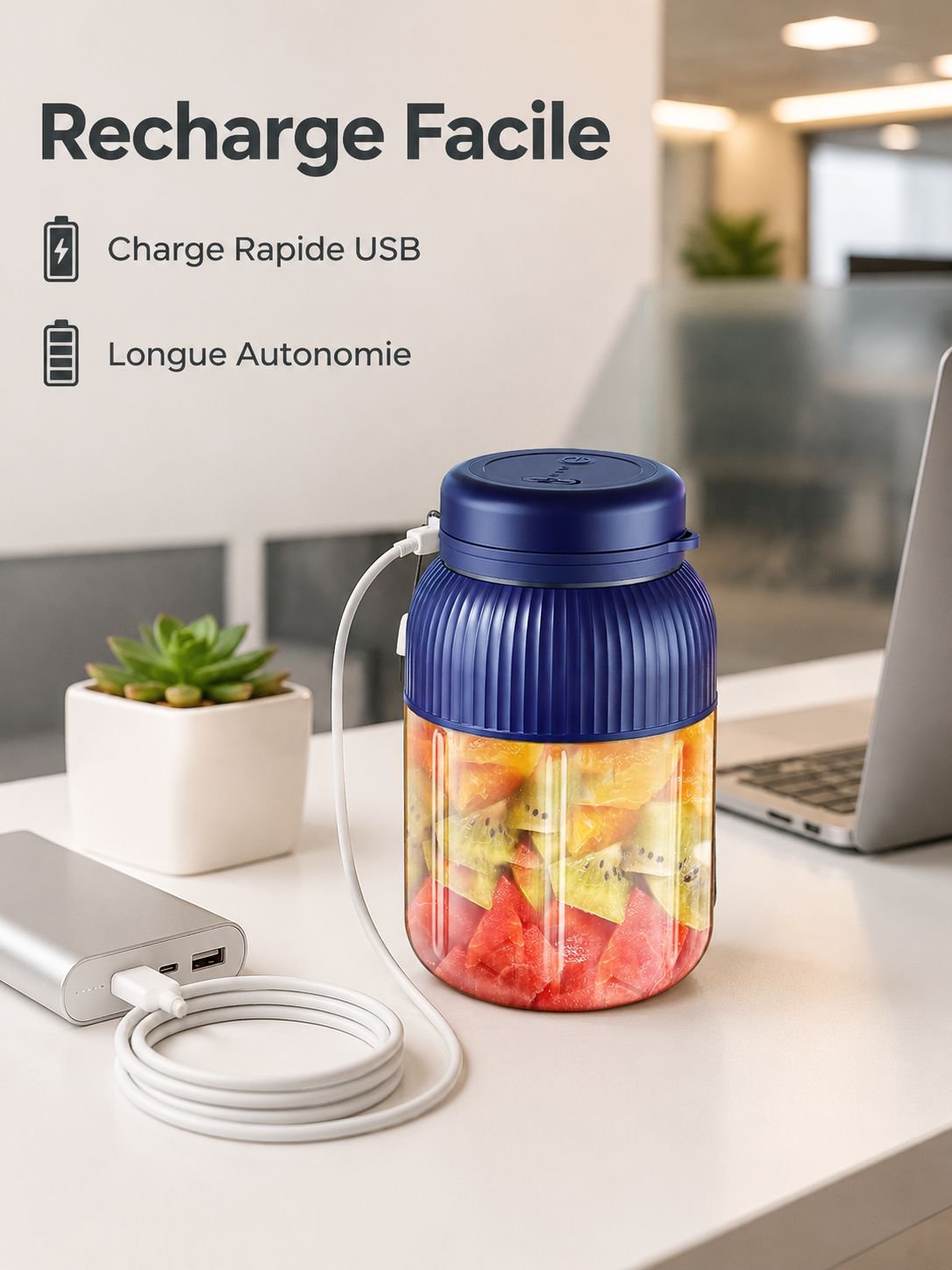 Mini mixeur portable rechargeable multifonction avec tasse de jus électrique sans fil