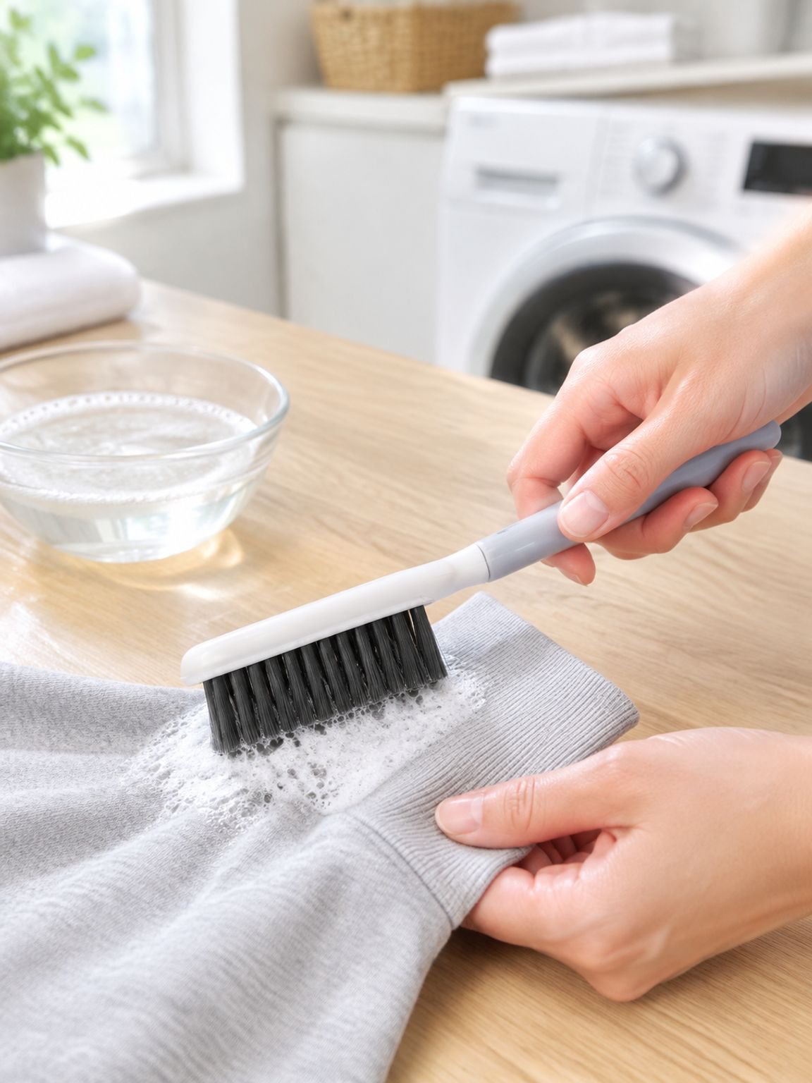 Soft bristles removing dirt from shoe surfaces