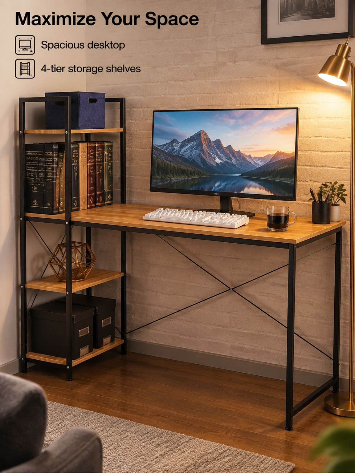 Multi-layer storage computer desk