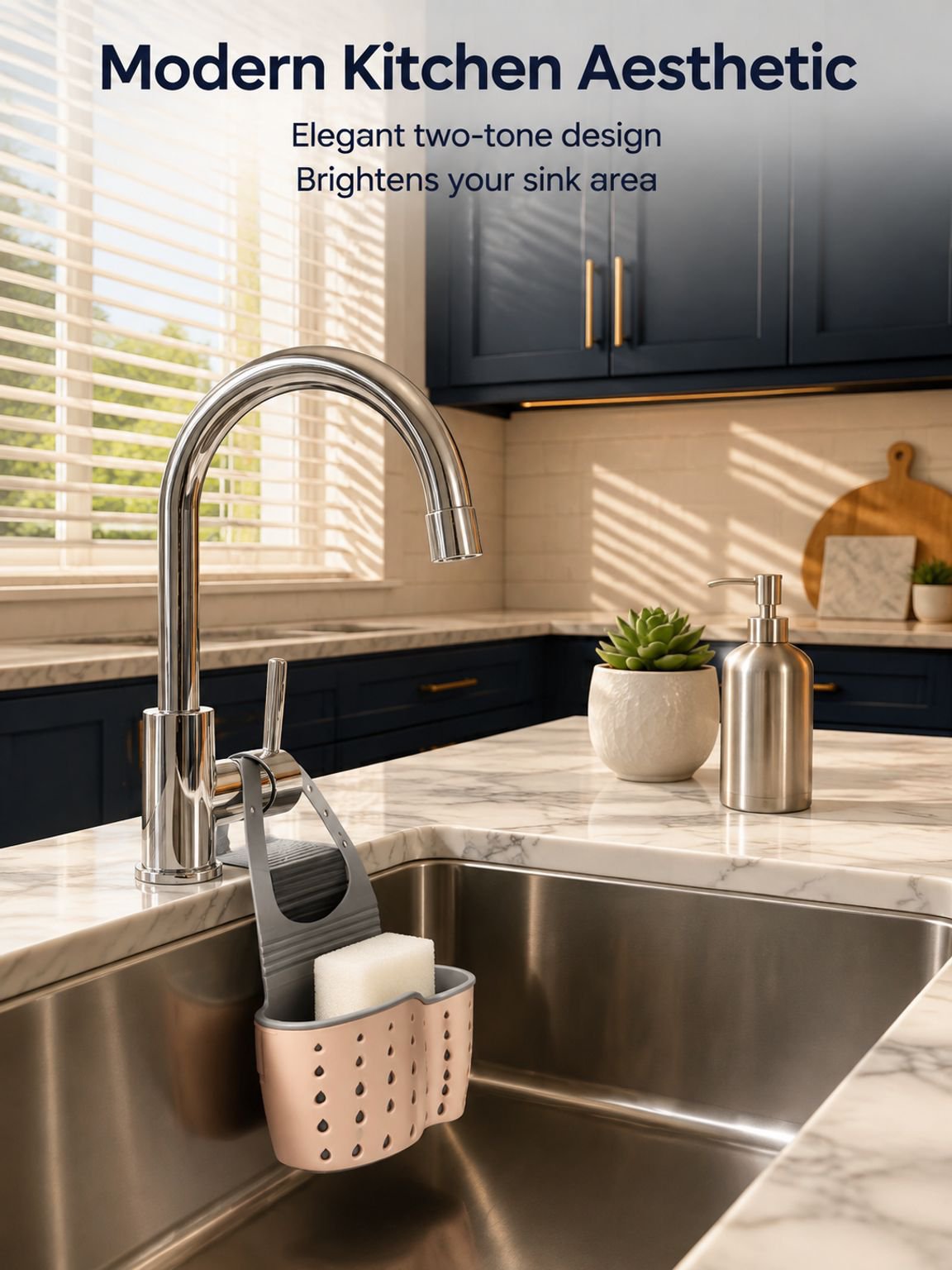 Kitchen Sink No-Drill Drain Storage Hanging Basket Multifunctional Organizer