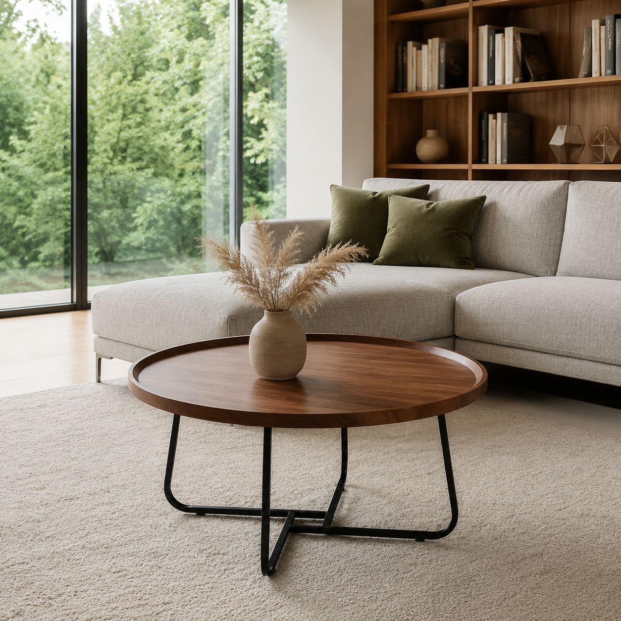 Moderner und schlichter Couchtisch als Blickfang im Wohnzimmer