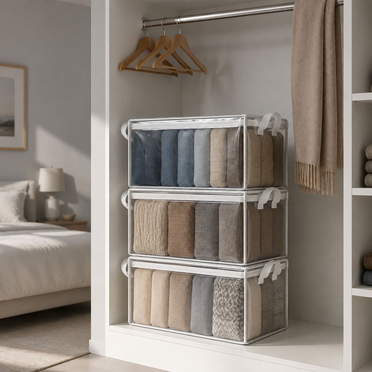 Steel Frame Transparent Moisture-proof Clothing Storage Box