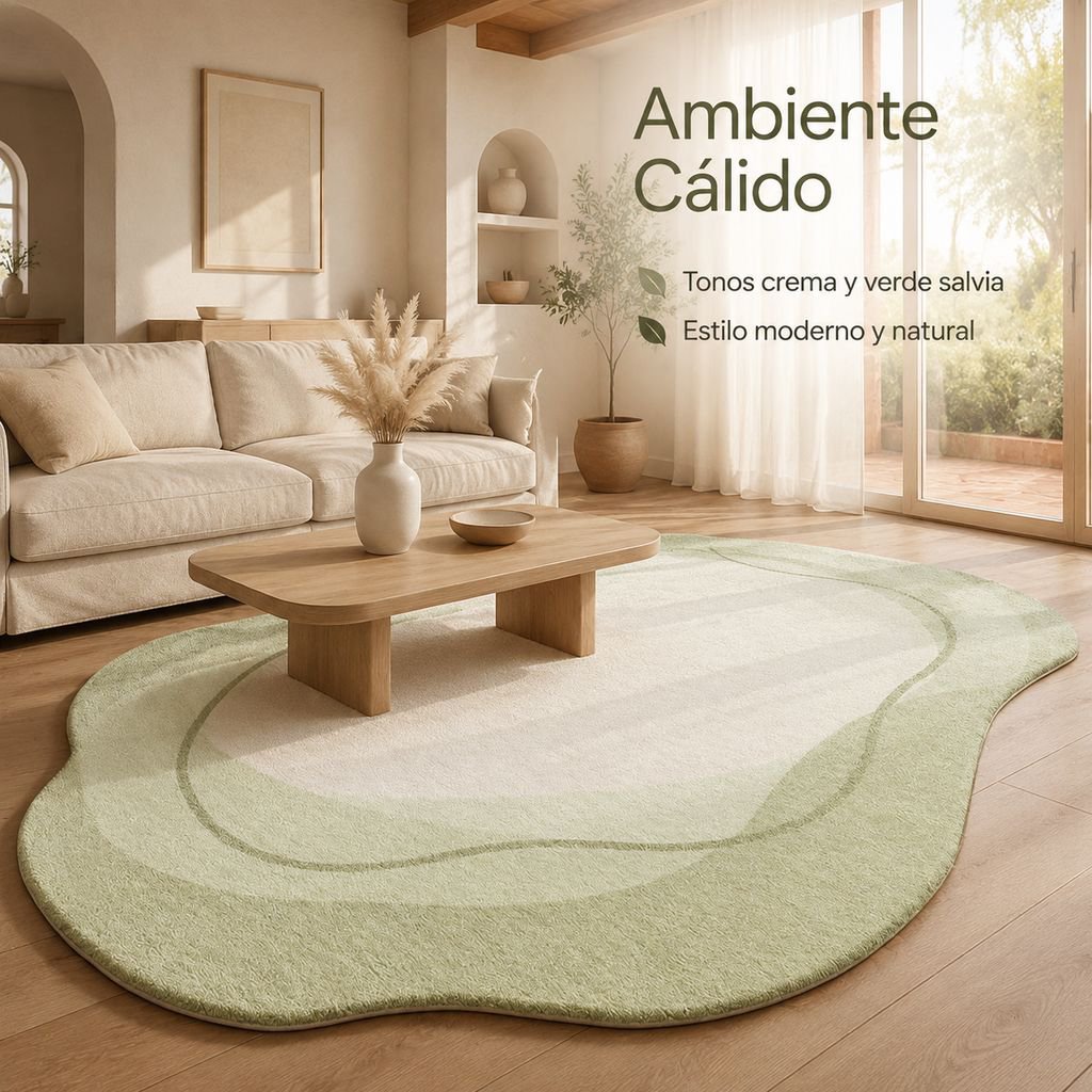 Alfombra de cachemira sencilla color crema para sala de estar/dormitorio, antideslizante y resistent