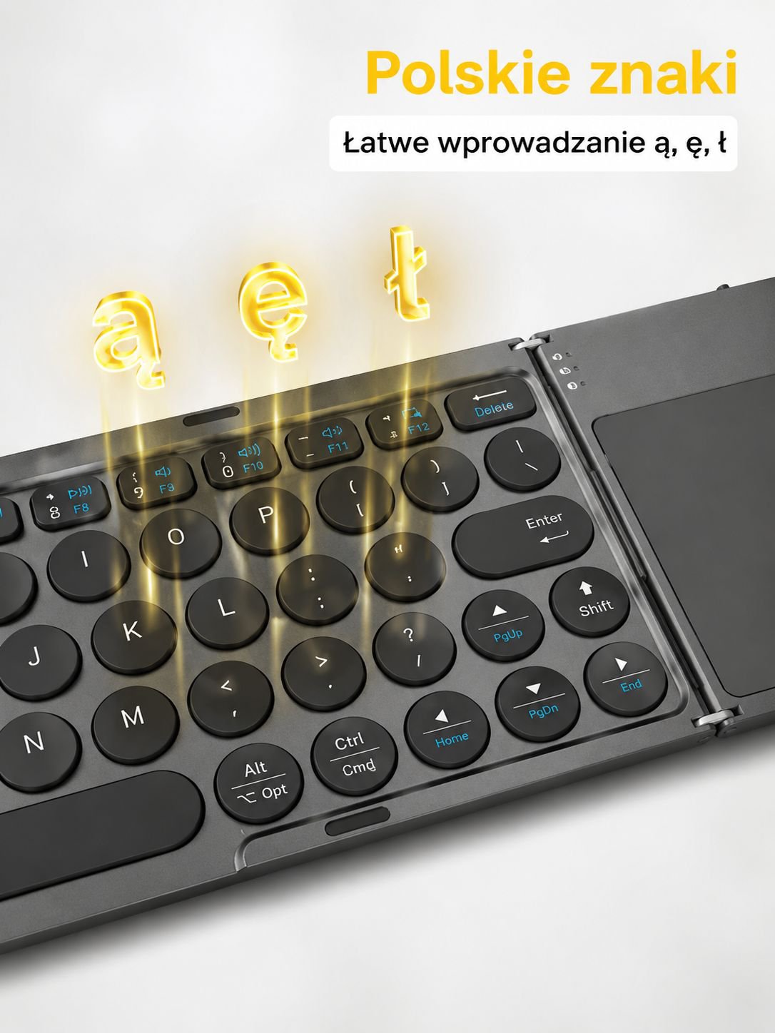 Przenośna trójdzielna bezprzewodowa klawiatura Bluetooth z panelem dotykowym