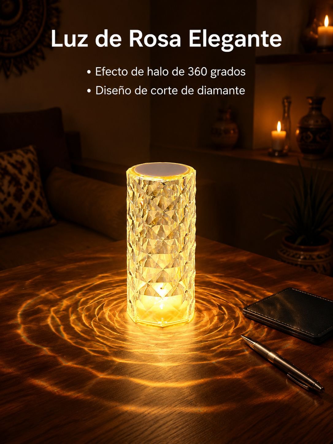 Luz ambiental de cristal de tres colores