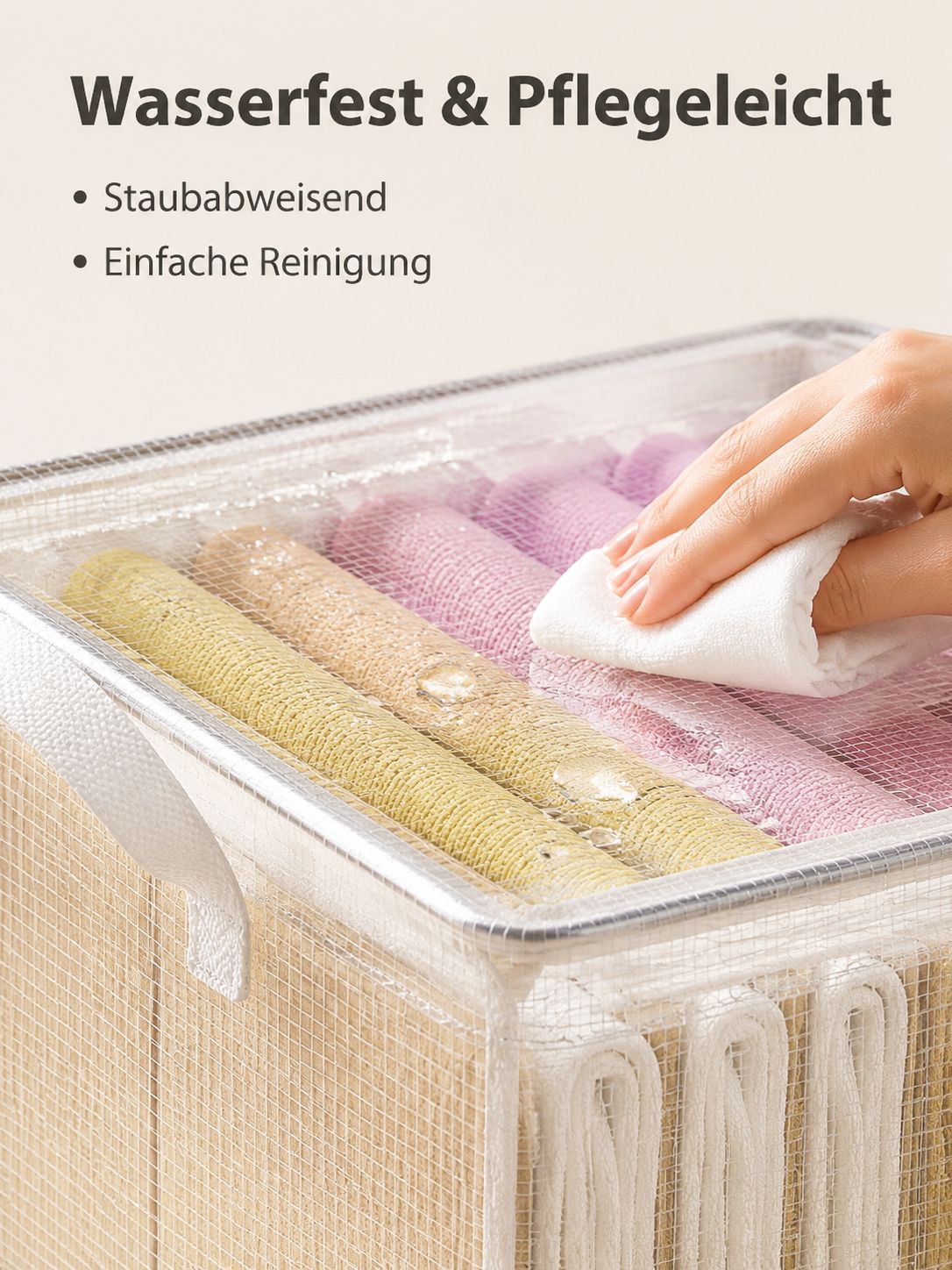 Haushalts-Transparenter PVC-Aufbewahrungskorb mit Metallrahmen, geeignet für Hosen im Kleiderschrank