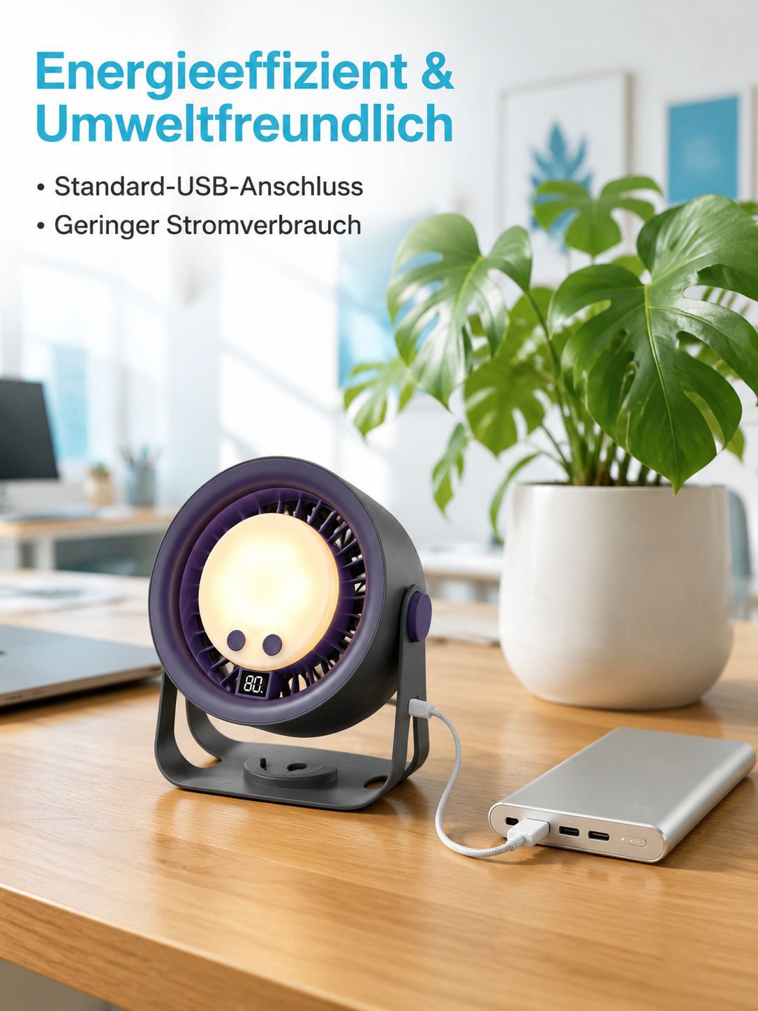 USB-Tischventilator mit stufenloser Geschwindigkeitsregelung