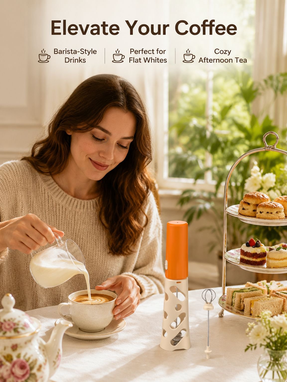 New electric coffee frother/milk frother/stirrer for home use, hands-free milk frother/stirrer.