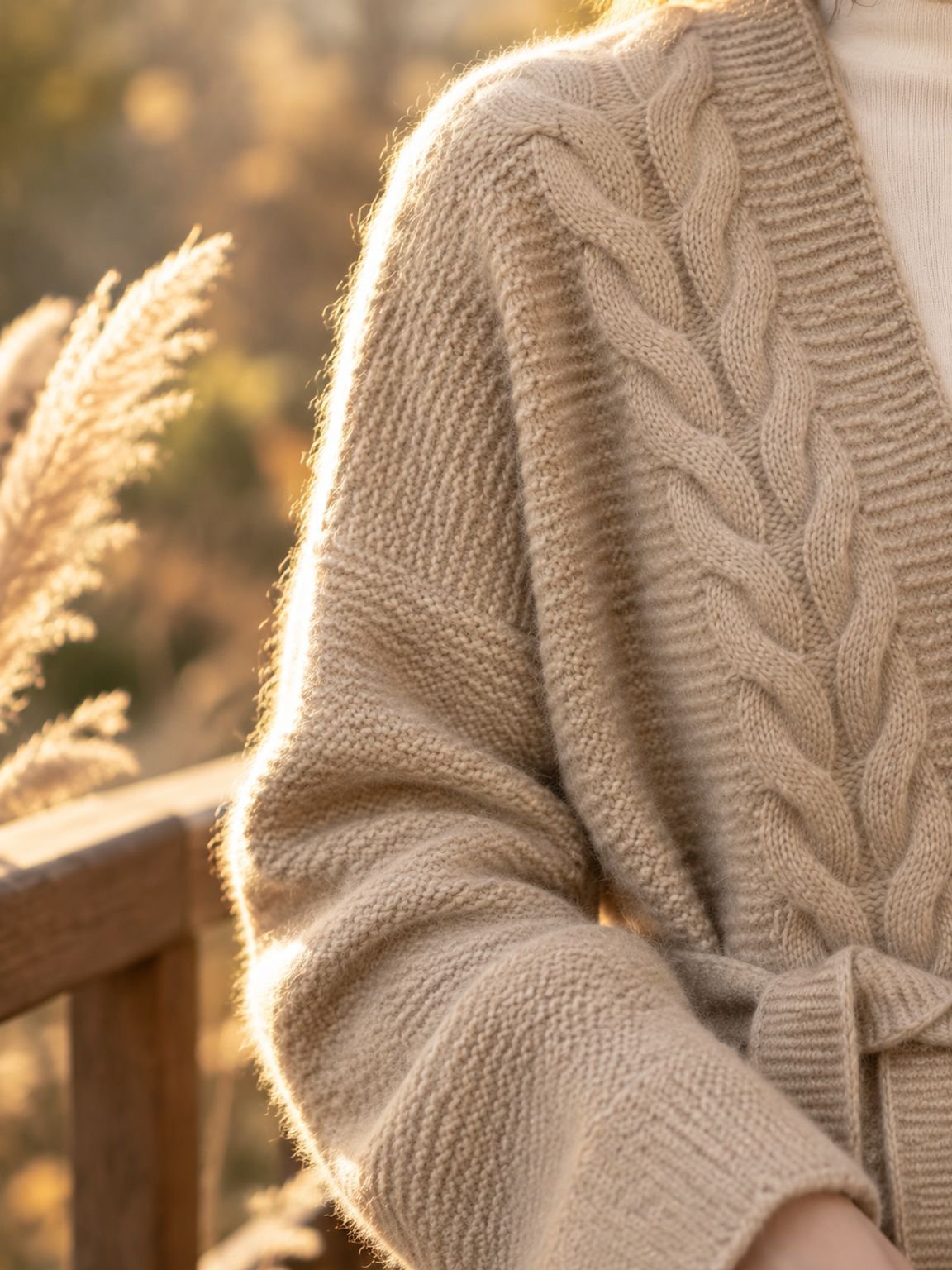 Close-up of Cardigan Larg knit texture