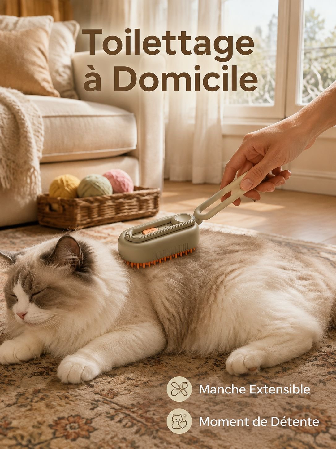 Brosse de toilettage pour animaux à vapeur électrique