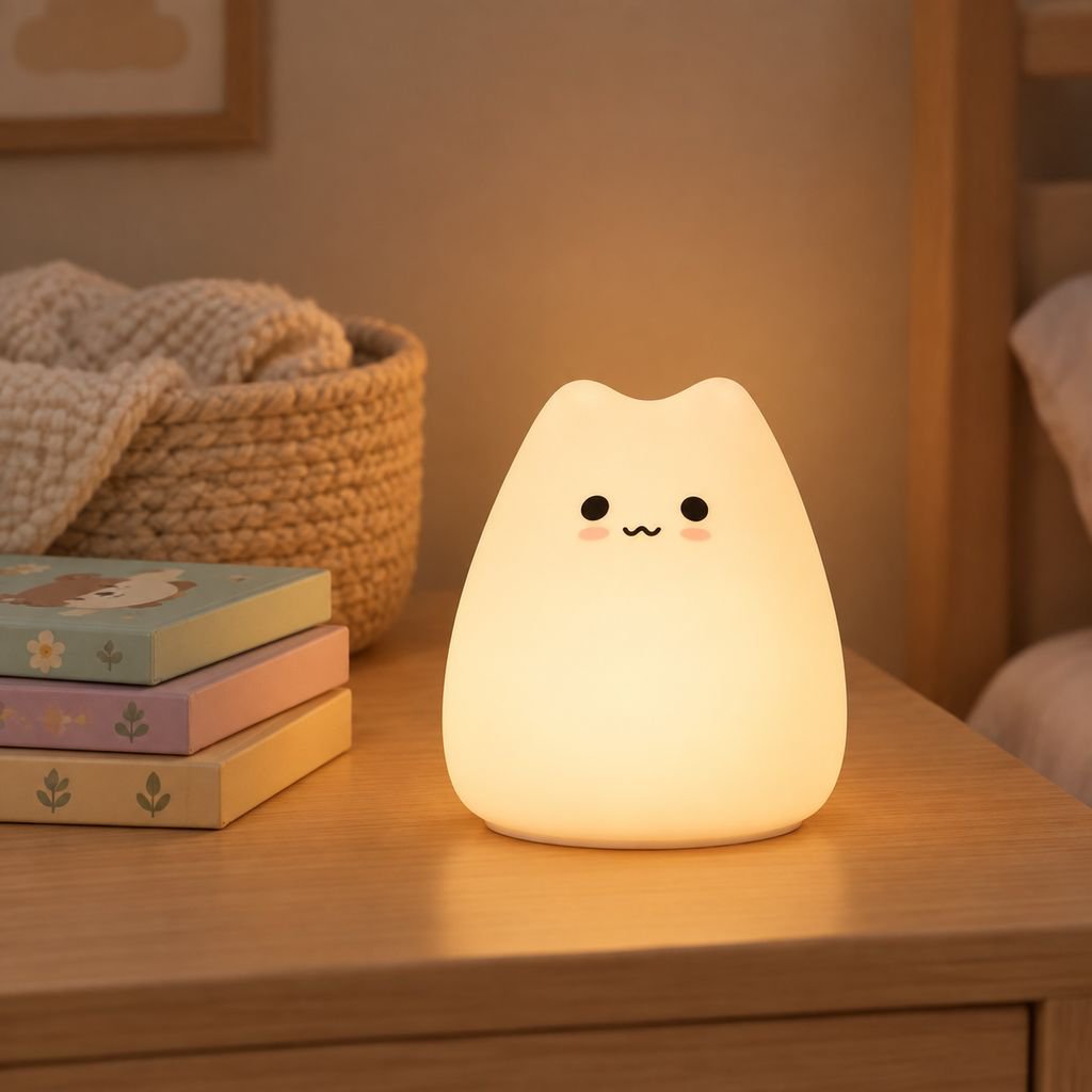 LED Cartoon Silicone Tap Night Light, Creative Table Lamp for Kids Room
