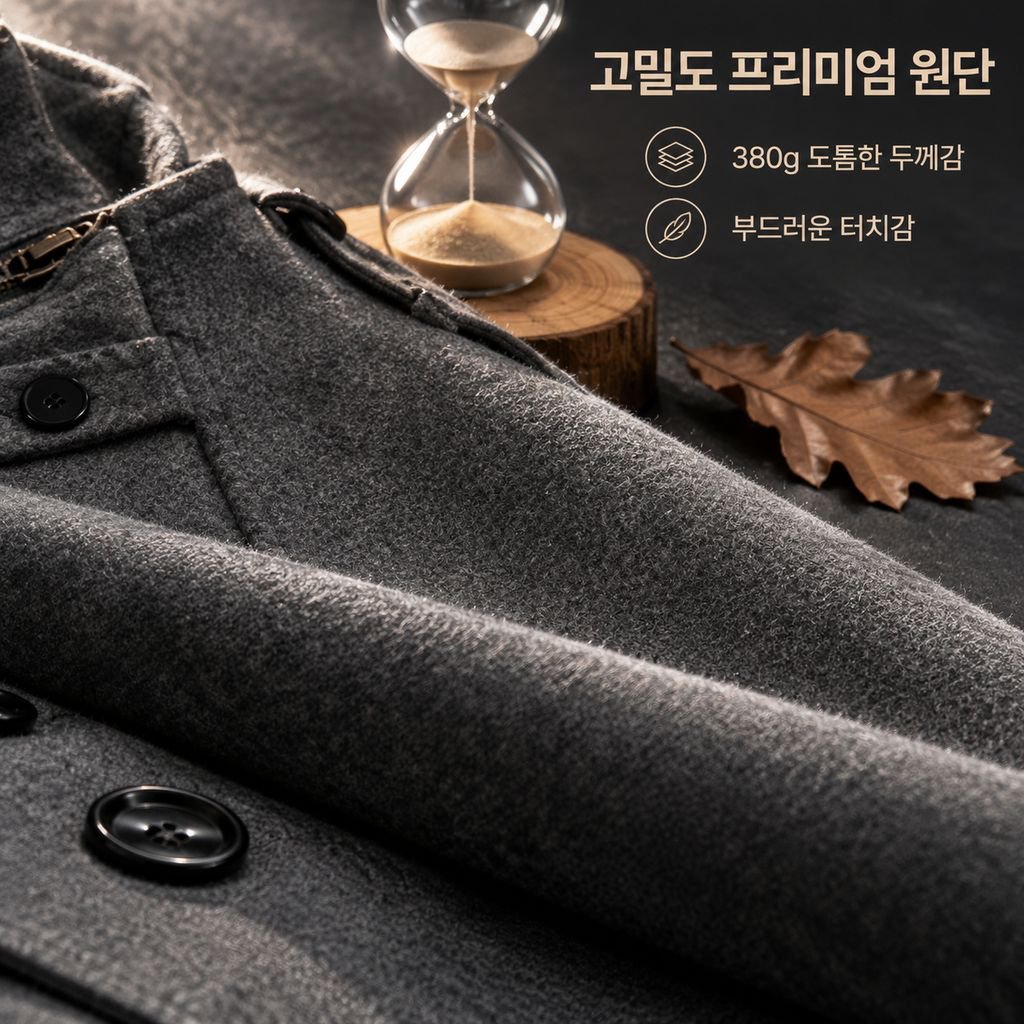 남성 클래식 슬림핏 미디 롱 모직 코트 트렌치 자켓