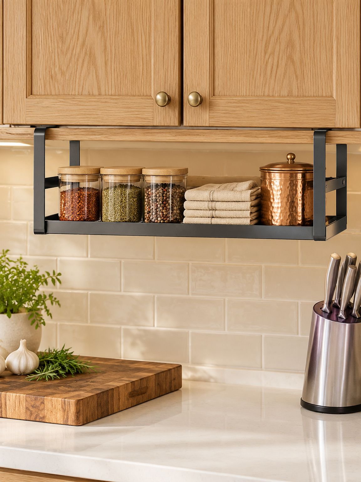 Support de rangement rétractable élégant pour organisation cuisine