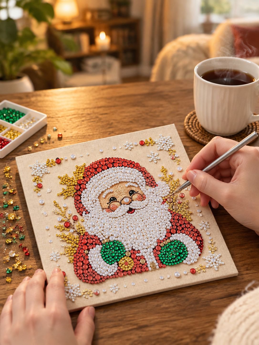 Neues 20x20 Weihnachtsperlen-Malset zum Selbermachen: Dekoratives Malen mit Weihnachtsmannmotiv