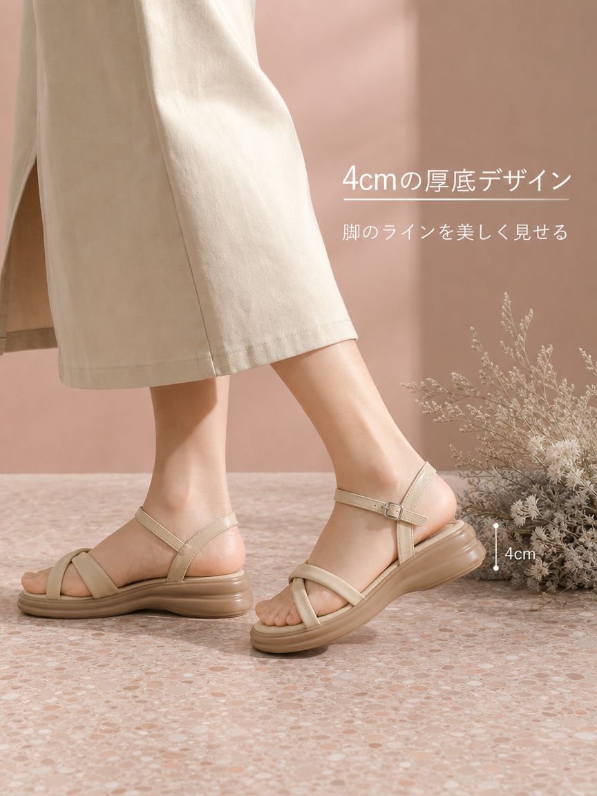 レディース厚底サンダルサイドビュー