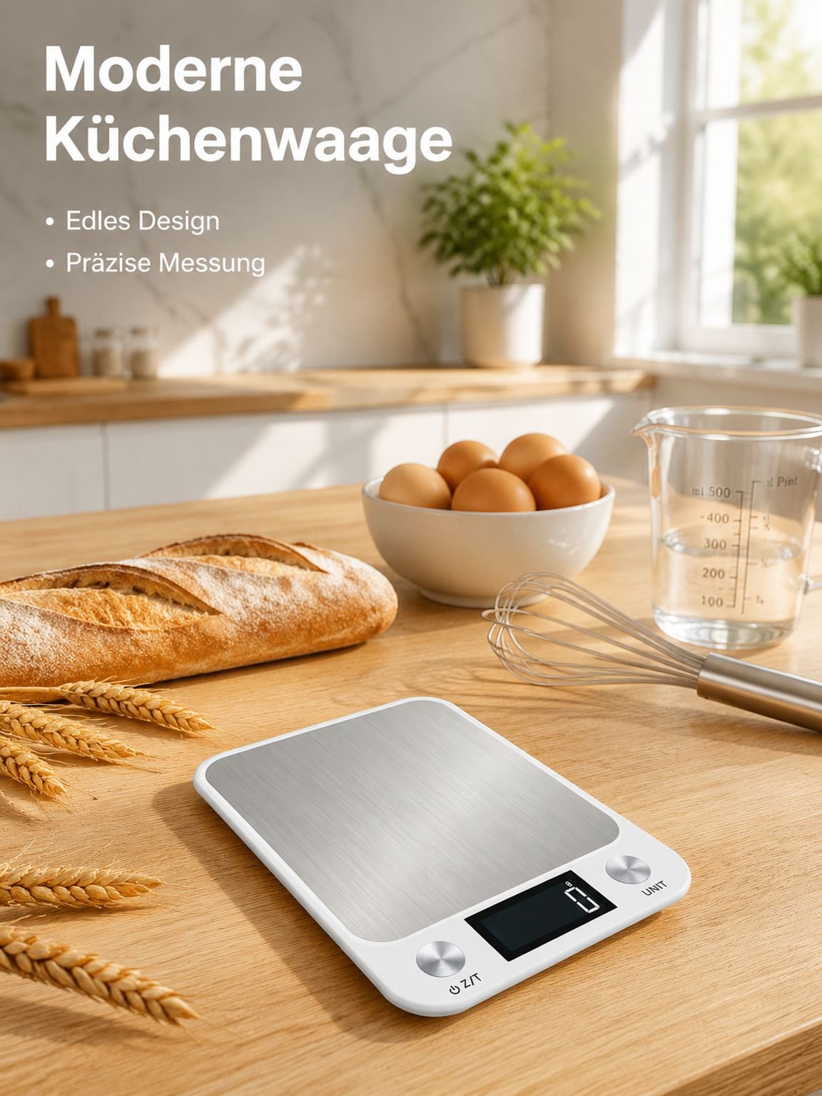 Digitale 5kg Edelstahl Küchenwaage mit großem LCD-Display