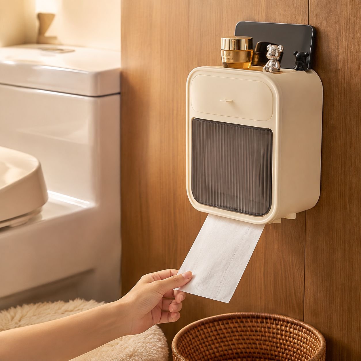Close-up of waterproof tissue box design