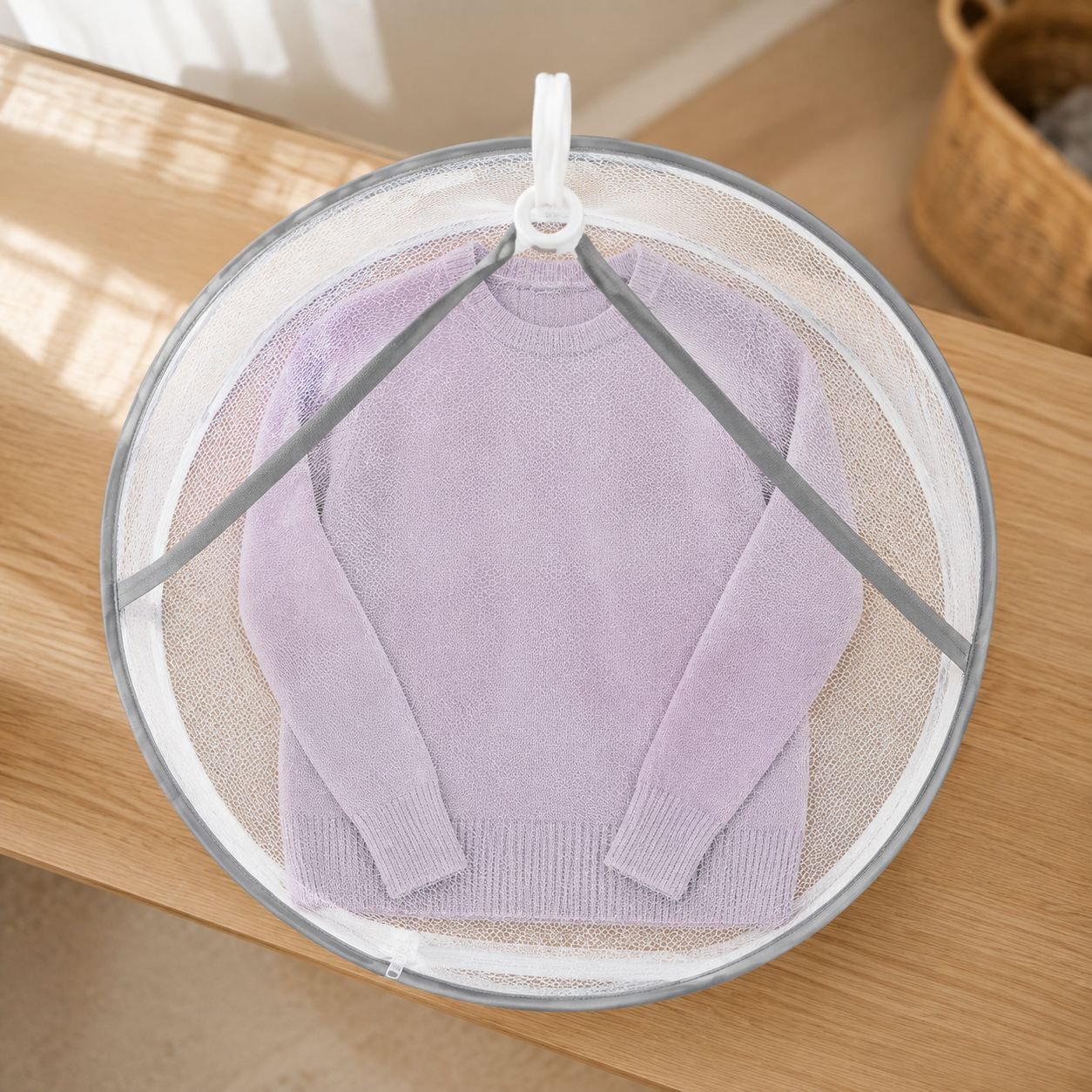 Windproof Laundry Drying Basket with Zipper