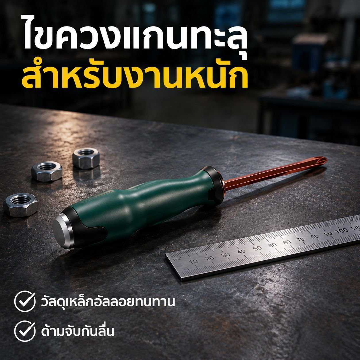 ไขควงปากแบนและปากแฉก S2 เหล็กกล้าความแข็งสูง