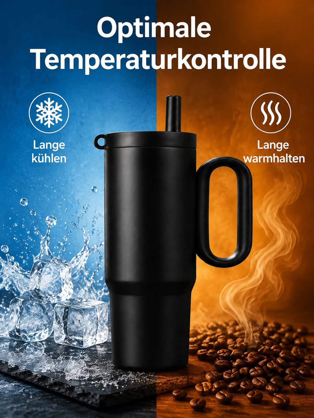Stylischer und großer Edelstahl-Thermobecher/Eisbecher
