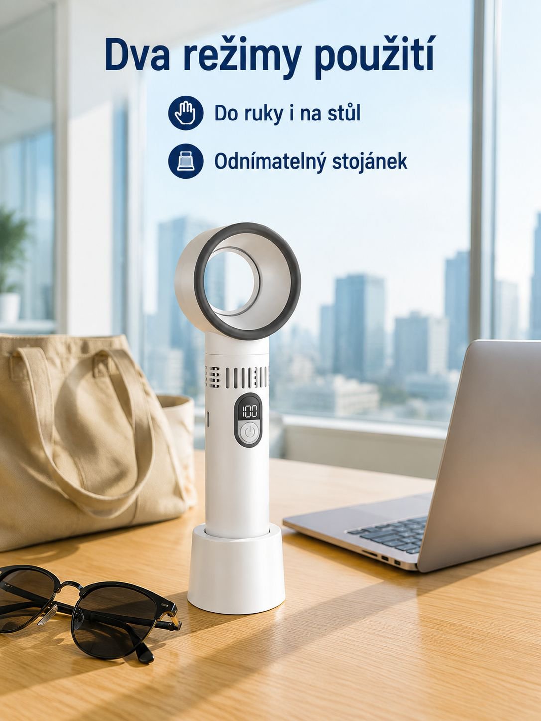 Přenosný ruční ventilátor bez lopatek