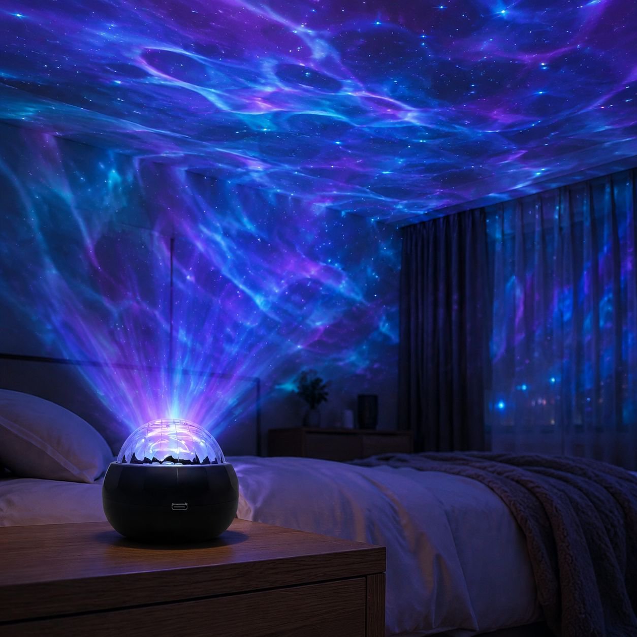 Proyector de Efecto Agua y Estrellas Multicolor