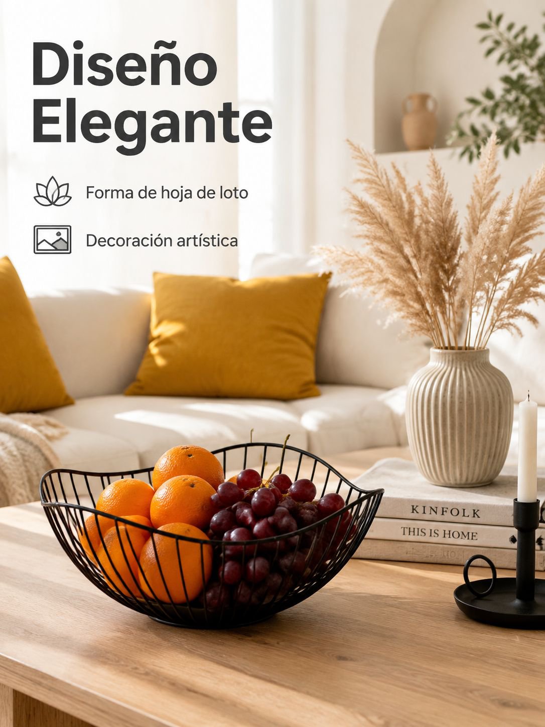 Plato de fruta de hierro forjado con hojas de loto