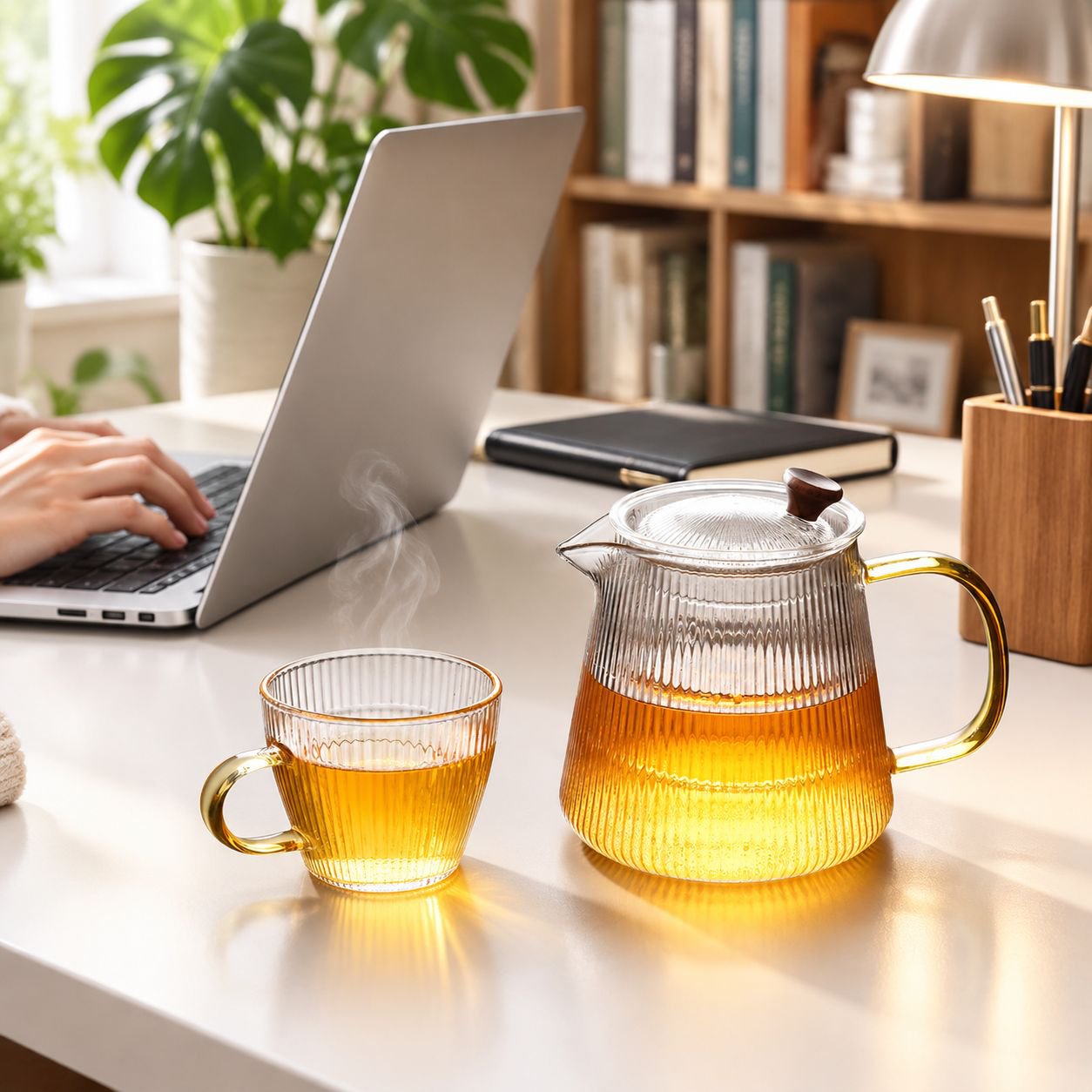 New Striped Glass Teapot