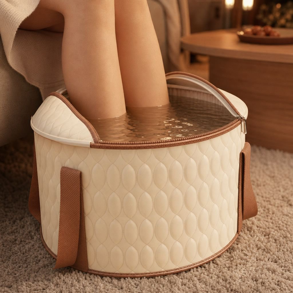 Portable tall foot soak bucket for home spa