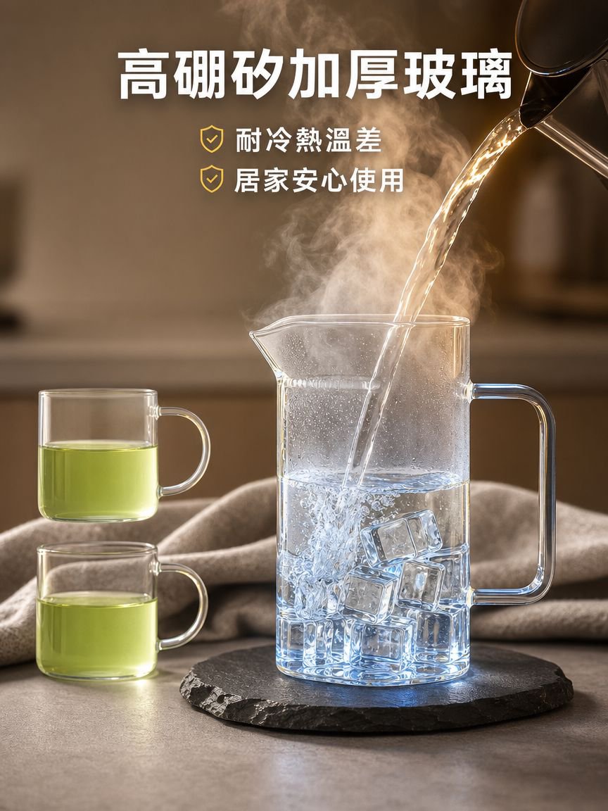 厚玻璃茶濾分茶壺綠茶茶具