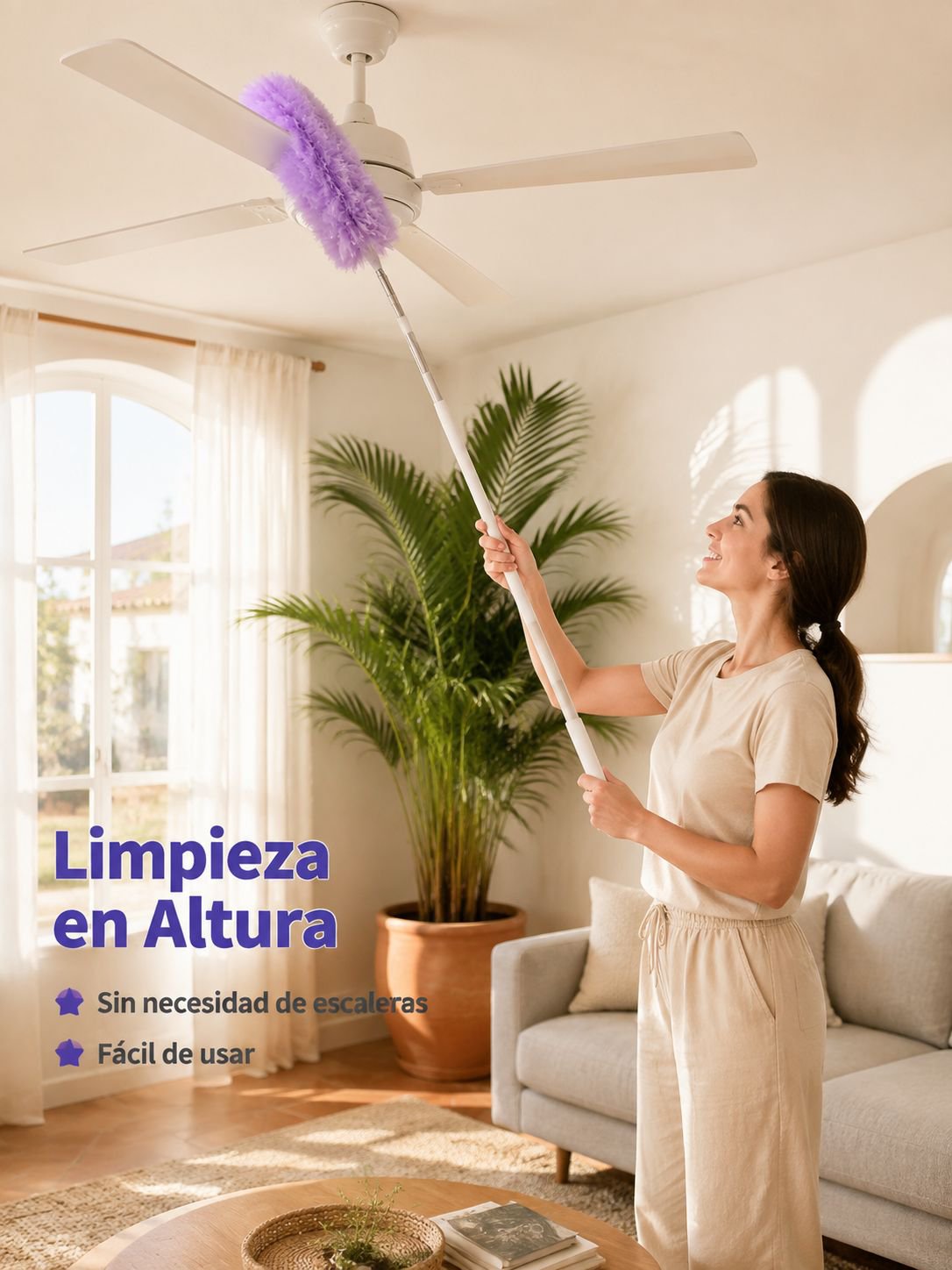 Plumero multifuncional extensible con carga electrostática