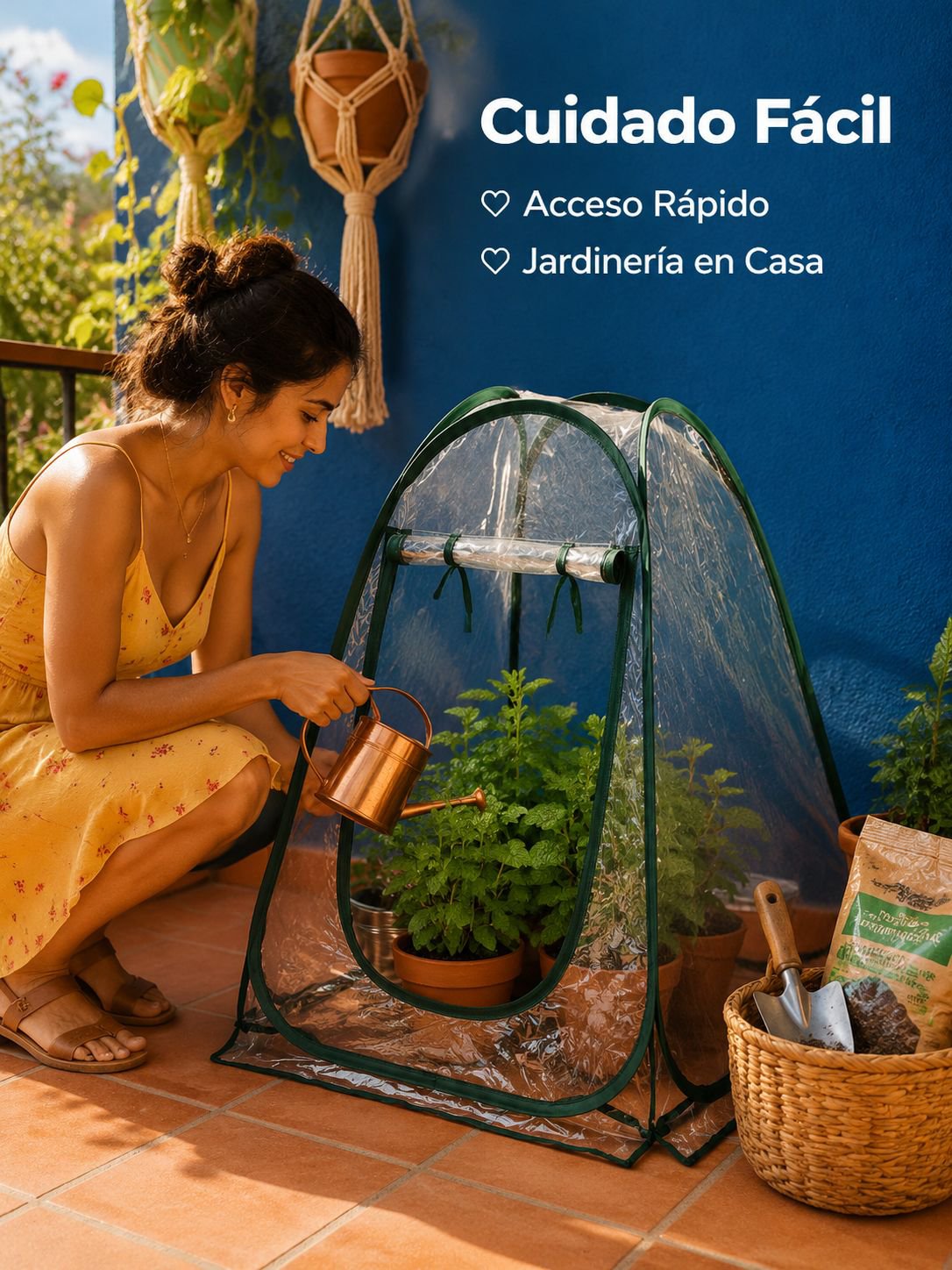 Mini invernadero de balcón, cubierta protectora transparente plegable para plantas