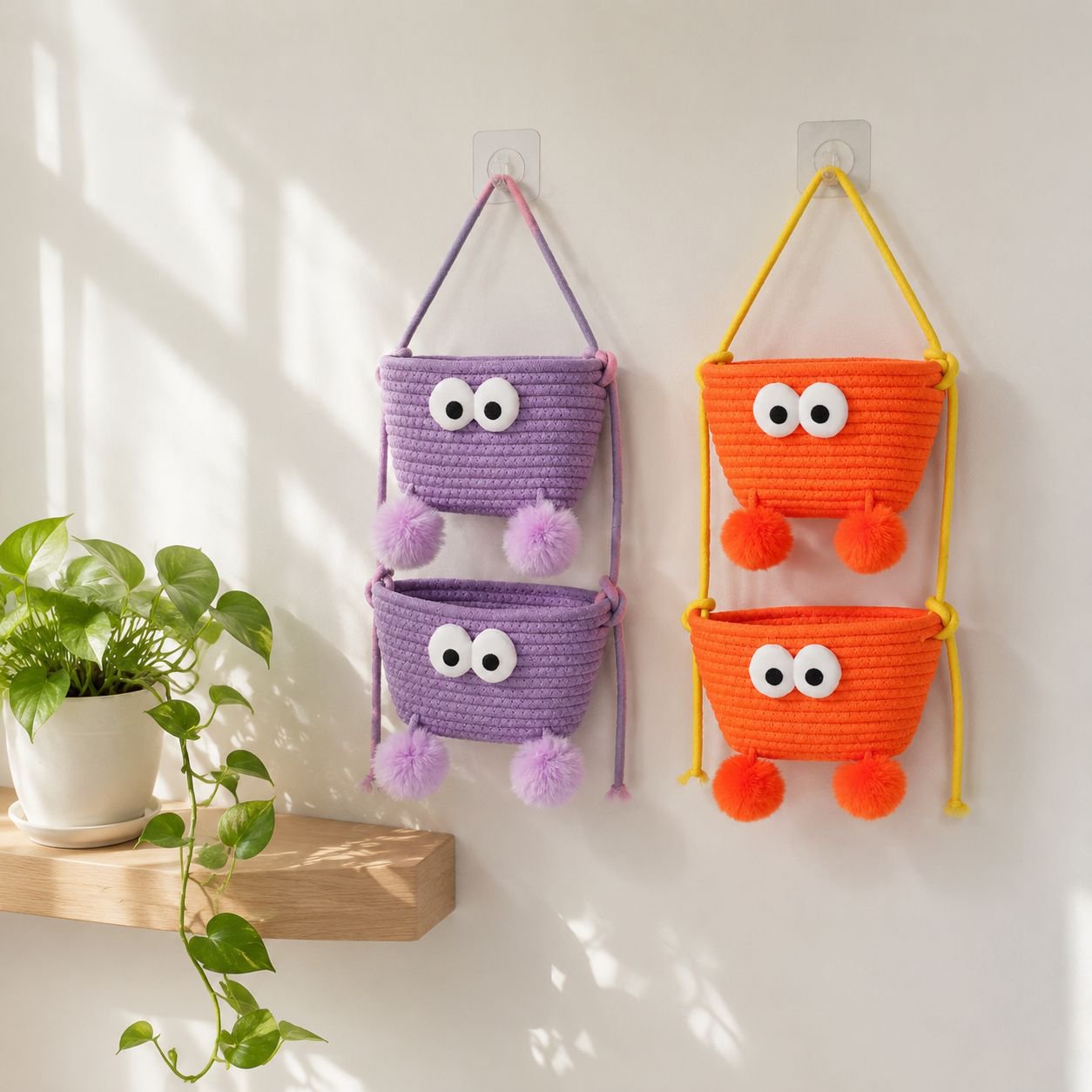 Dorm Room Wall-Mounted Storage Basket Organizer