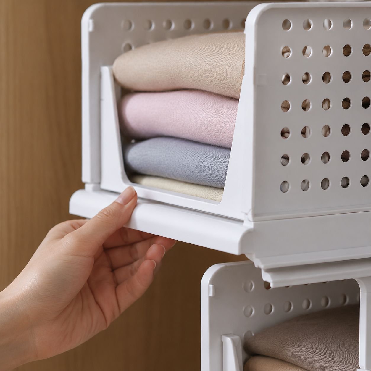 Durable plastic storage cabinet with multiple drawers