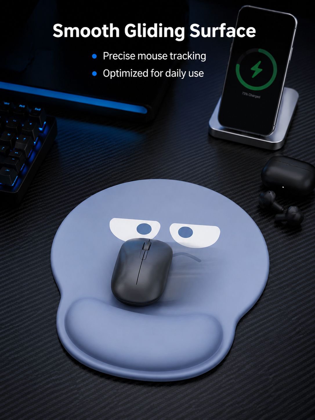 Creative Round Mouse Pad, Comfortable Rubber Wrist Rest, Dirt-proof Office Mouse Pad