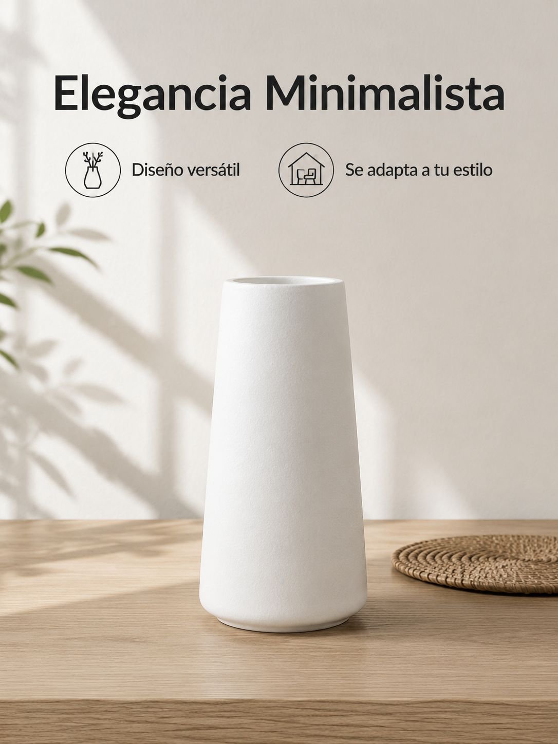 Florero de cerámica blanca sin esmaltar de apertura grande