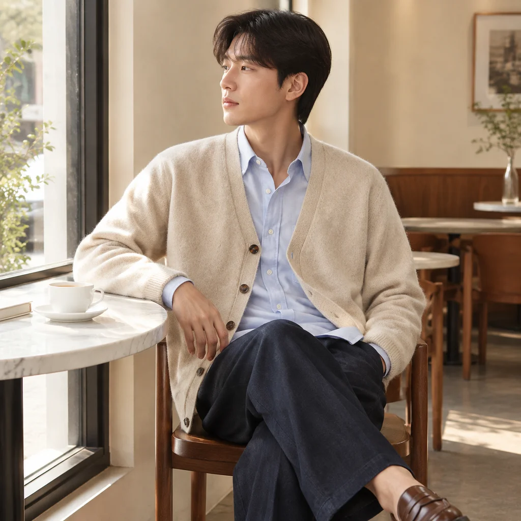 남성 V넥 루즈핏 니트 가디건 춘추겨울
