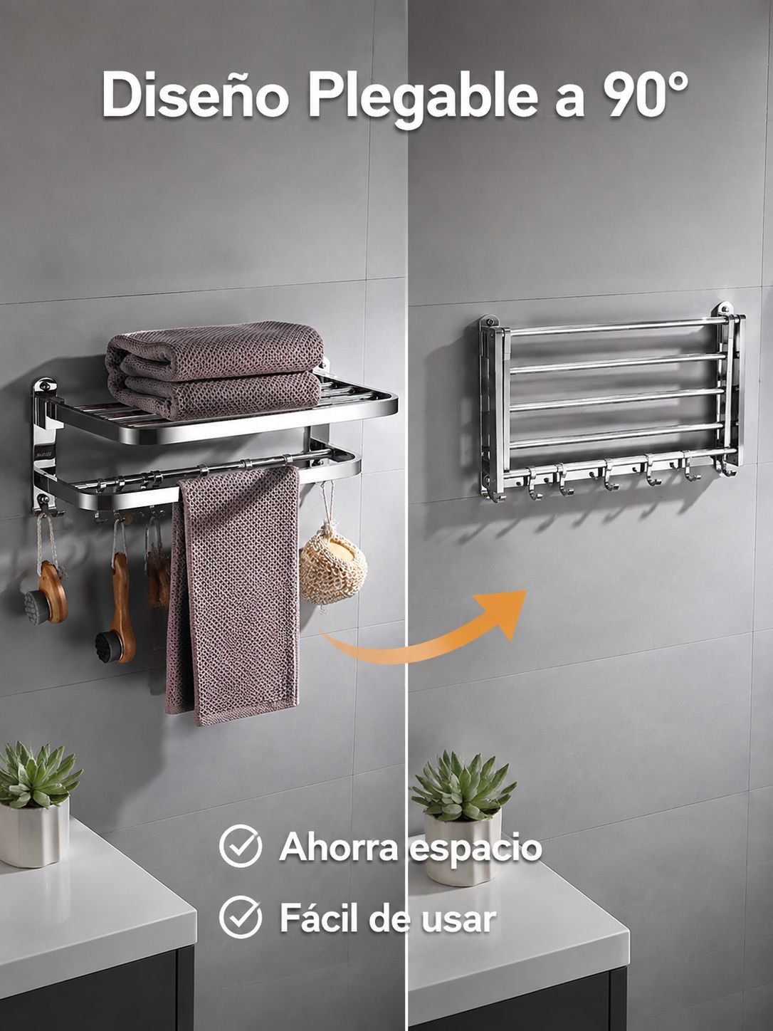 Toallero multifuncional de acero inoxidable