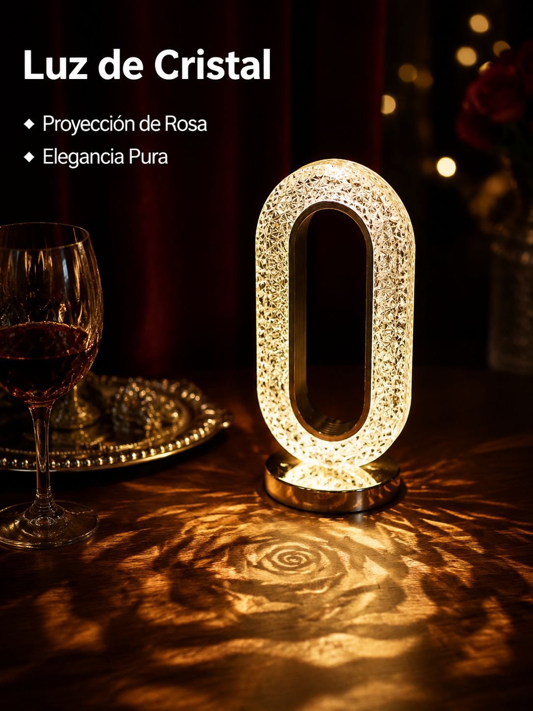Lámpara de mesa de cristal con función táctil