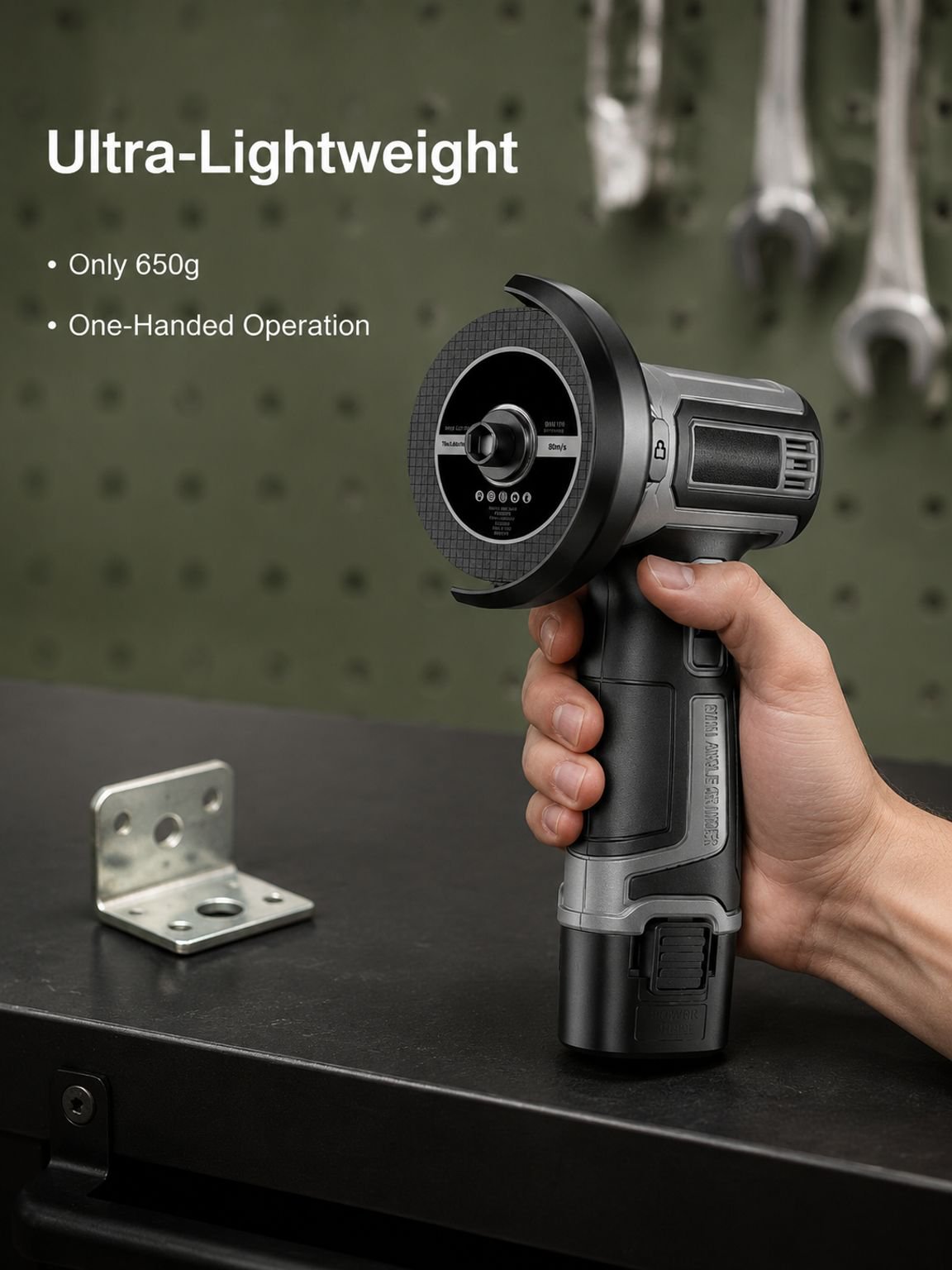 Cordless Handheld Lithium-Ion Angle Grinder Power Tool