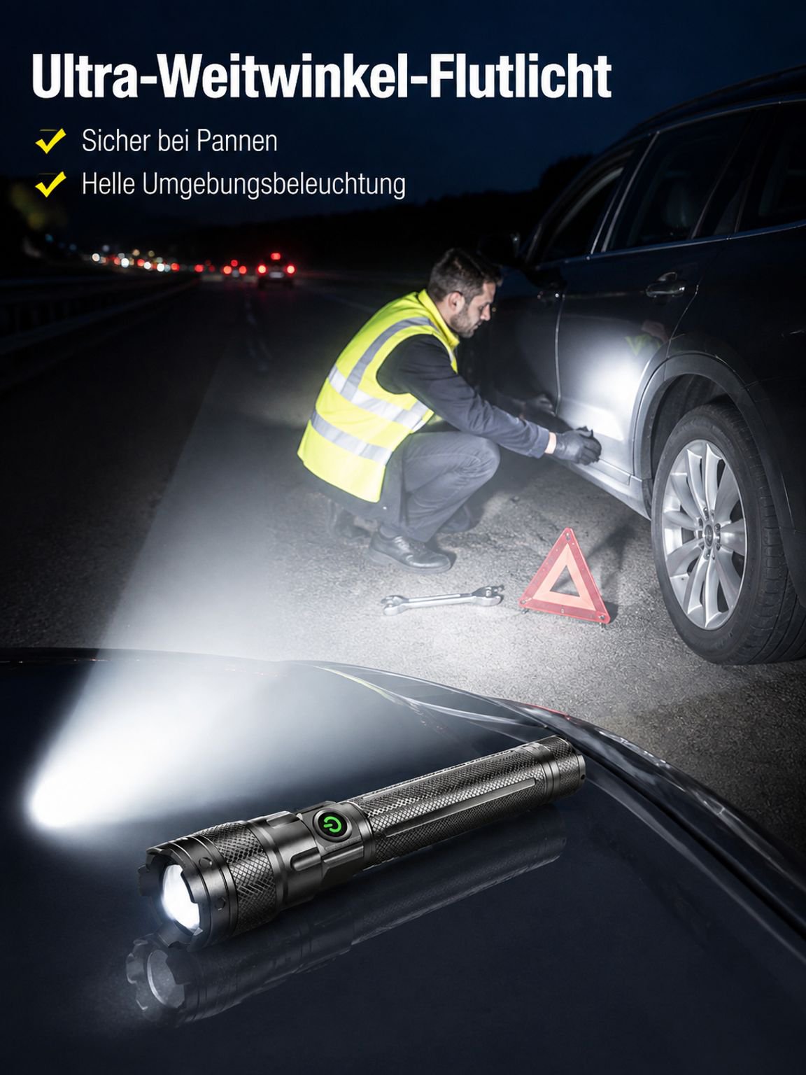 Himmelsdurchdringende, tragbare, robuste Hochleistungs-Taschenlampe mit großer Reichweite