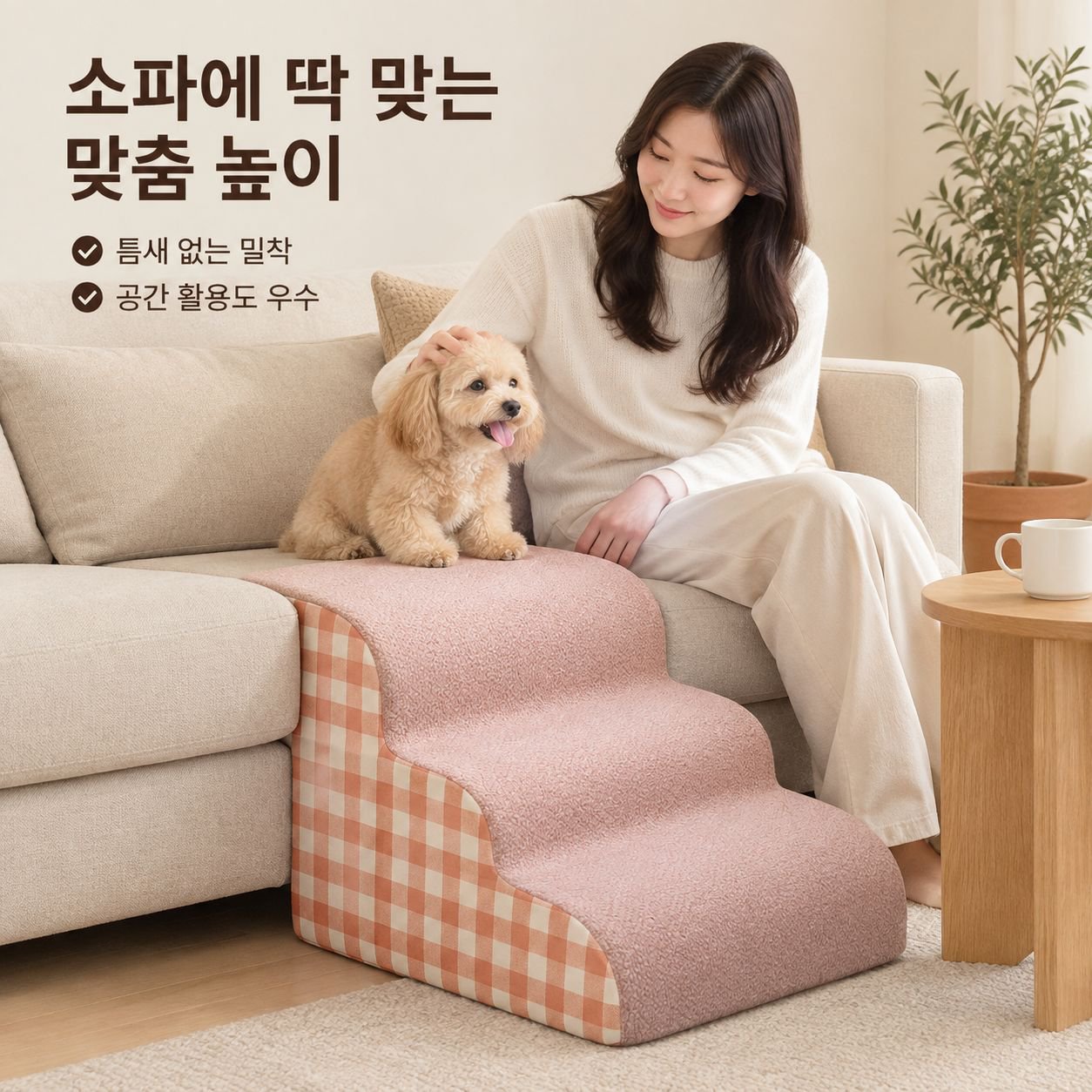 소형견용 계단/경사로 (소파 또는 침대 옆 사용)