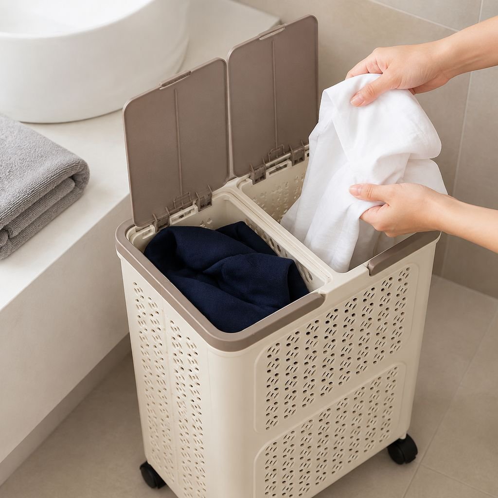 Cesto de ropa grande con ruedas, ideal para el hogar
